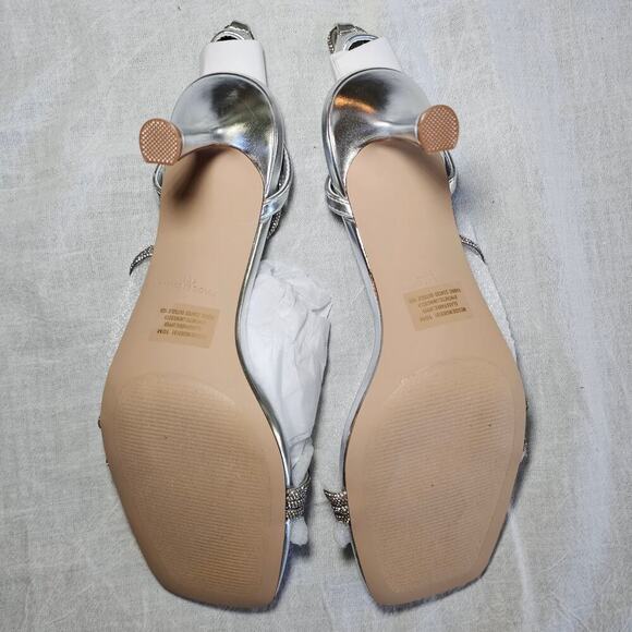 MEGGIE Silver Rhinestone Strappy Heels | Women Steve Madden Meggie Crystal Ankle Strap Sandal silver sz 10